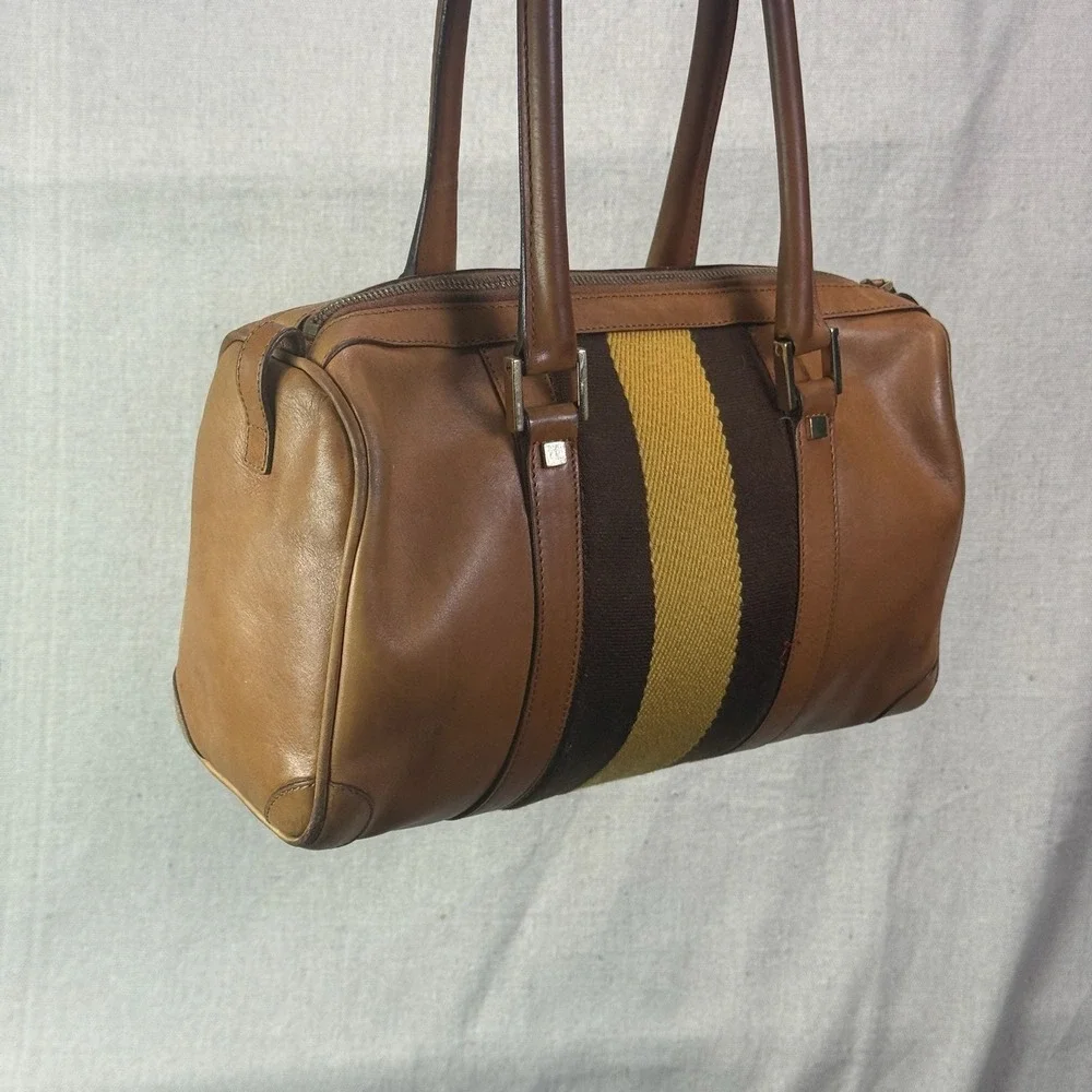 Vintage‎ Gucci Sherry Line Leather Boston Bag Tan Brown